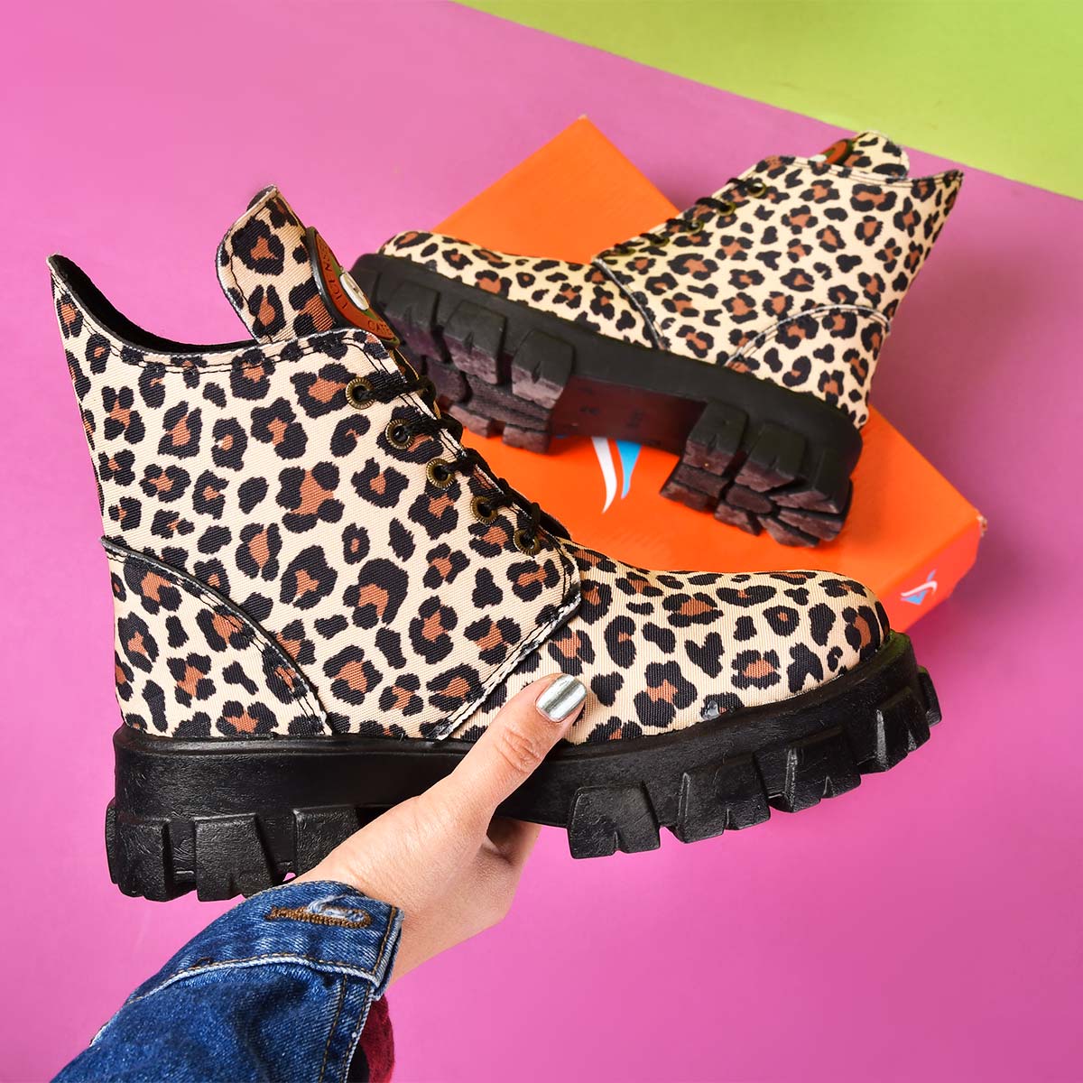 نیم بوت دخترانه طرح پلنگی مدل atry