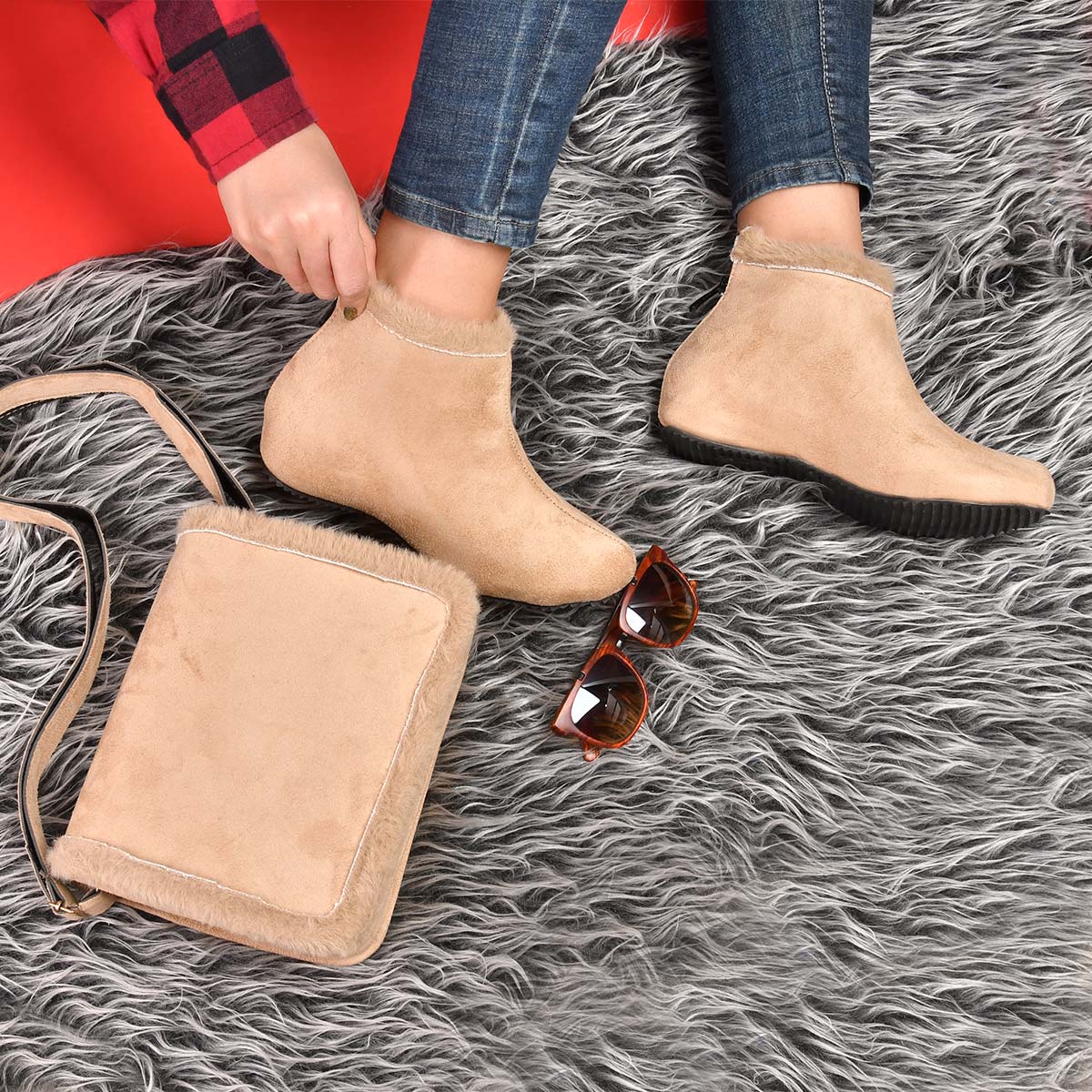 ست کیف و کفش دخترانه ariana کرم