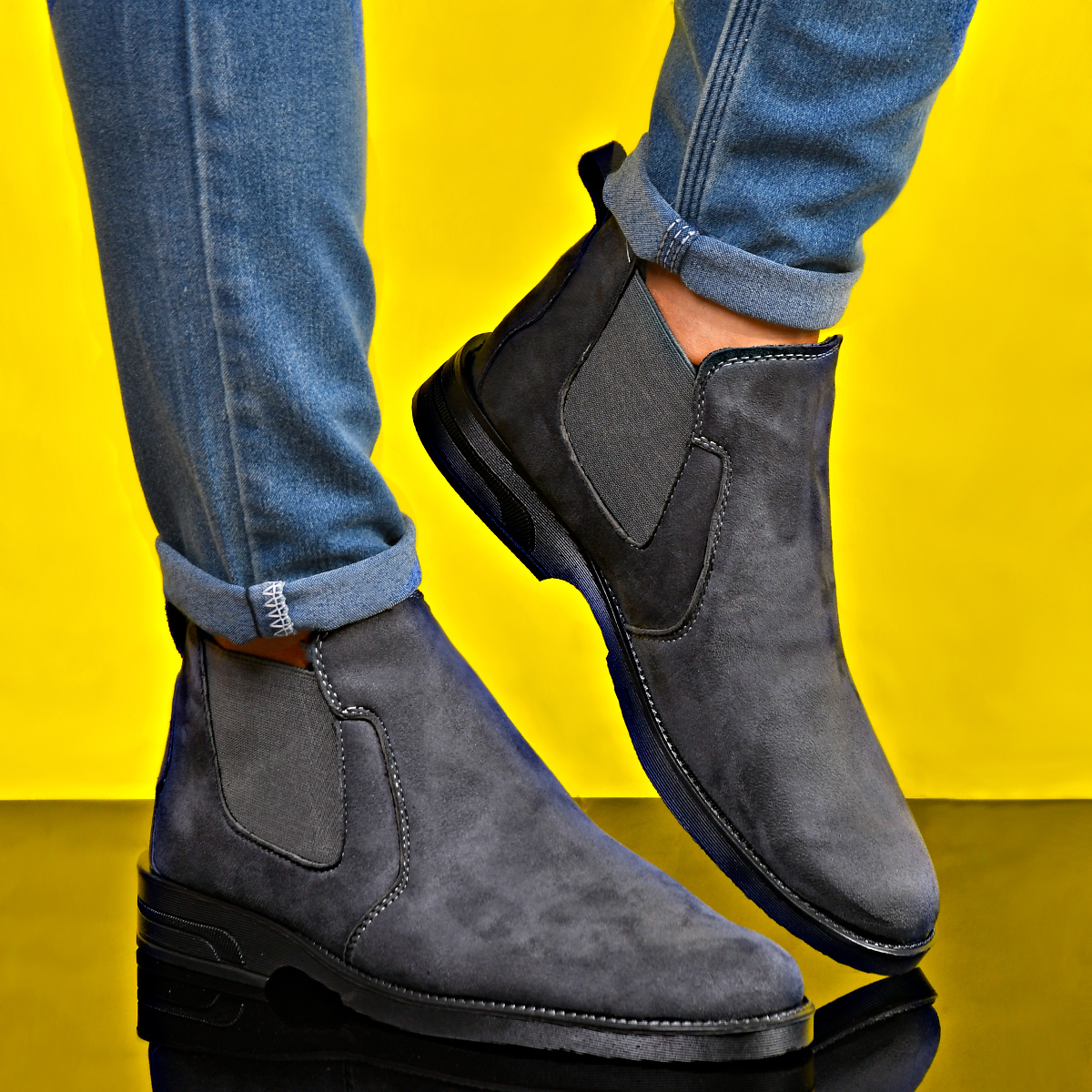 کفش ساقدار طوسی مردانه مدل Alvand