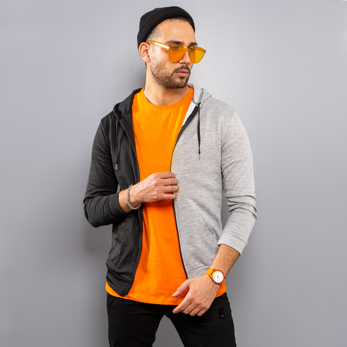 سوئیشرت زیپی دو رنگ مدل jahan