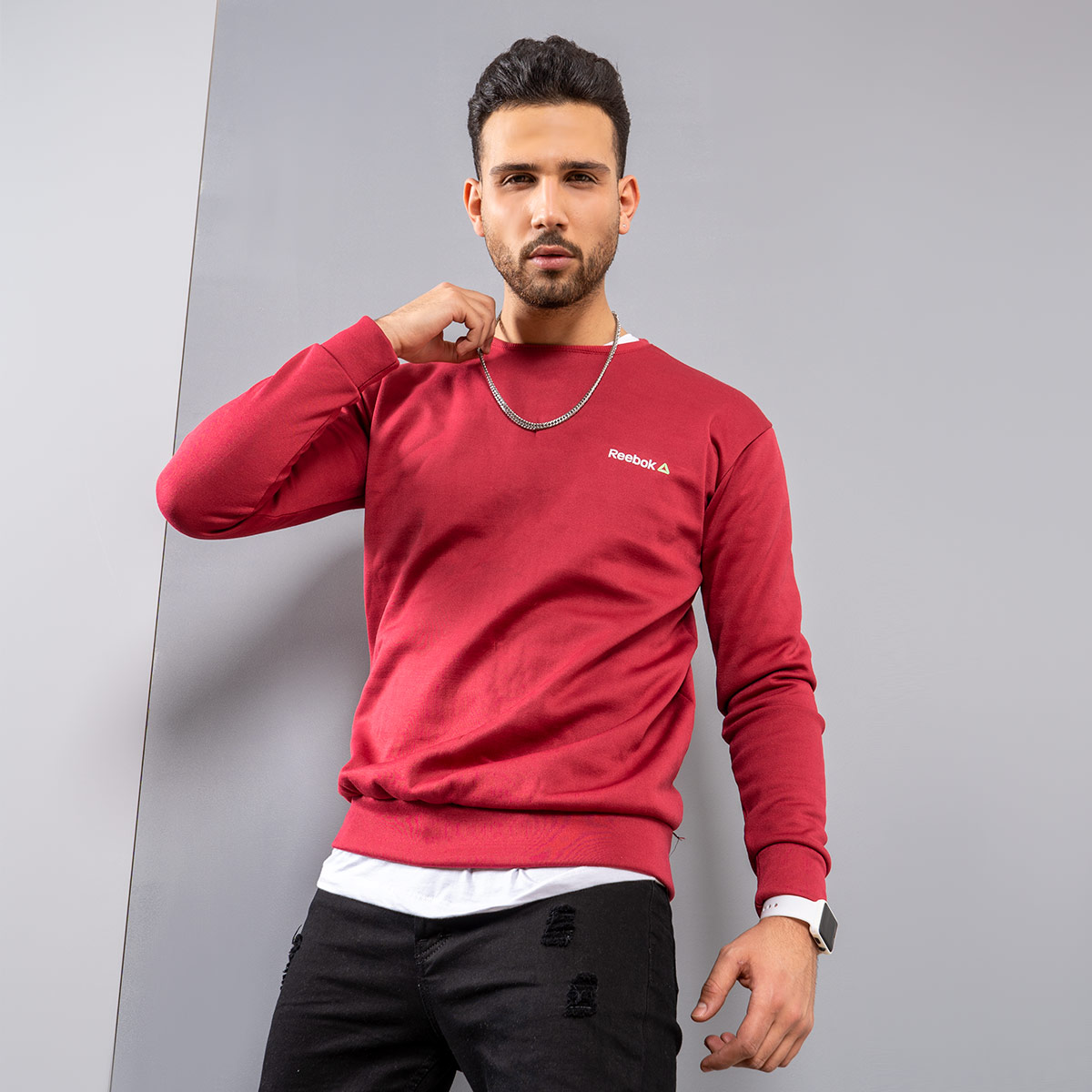 پلیور تو کرکی مردانه زرشکی مدل Zaniar