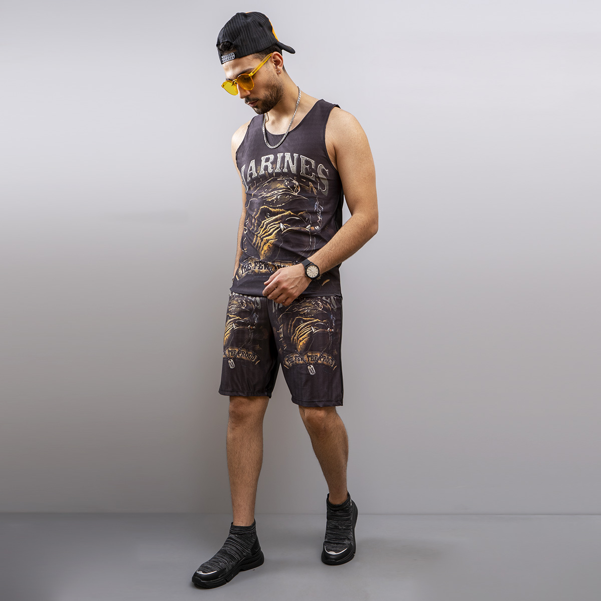 ست ركابي شلوارك مردانه مدل  marines