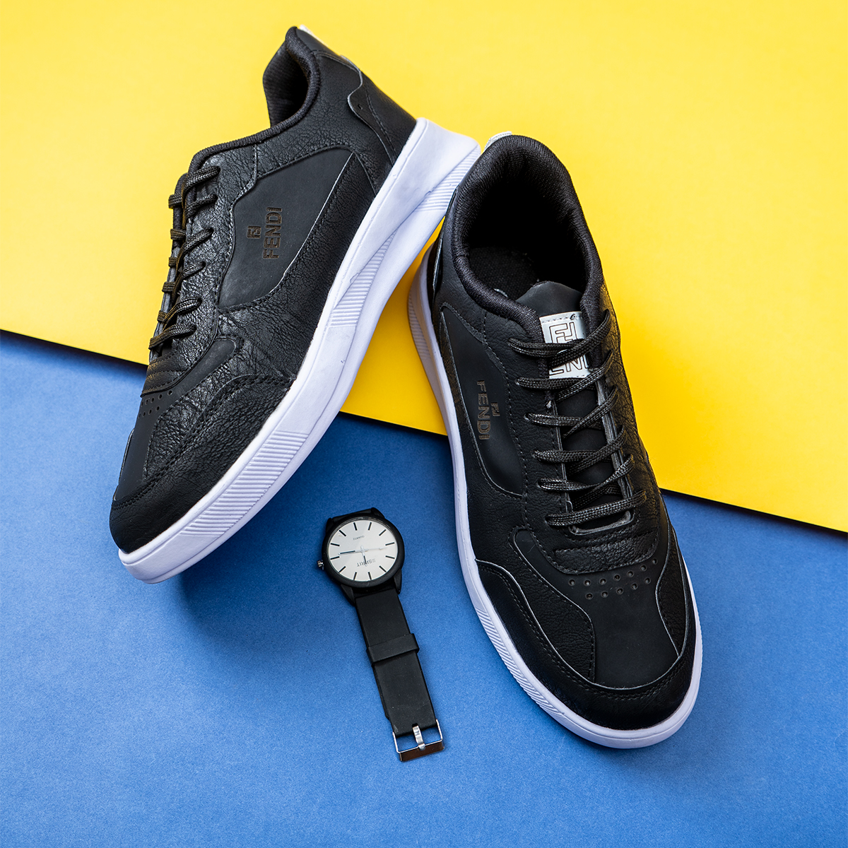 کفش فندی مشکی مردانه مدل Vidash