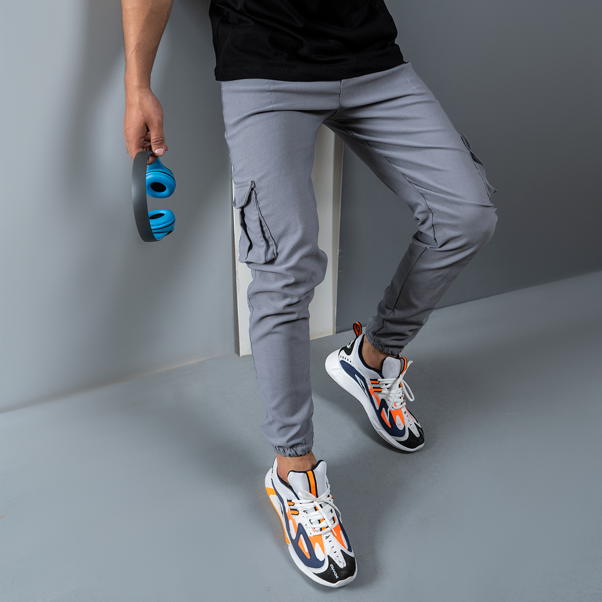 شلوار اسلش طوسی روشن مردانه مدل KOMBO