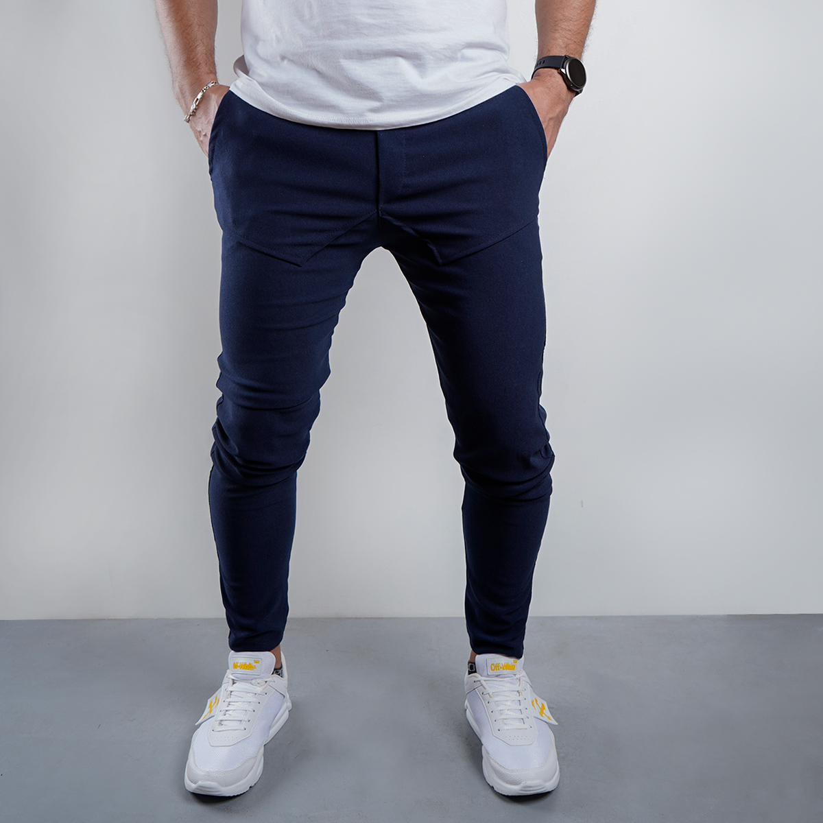 شلوار اسلش جیب دوبل مردانه سرمه ای مدل Nambi