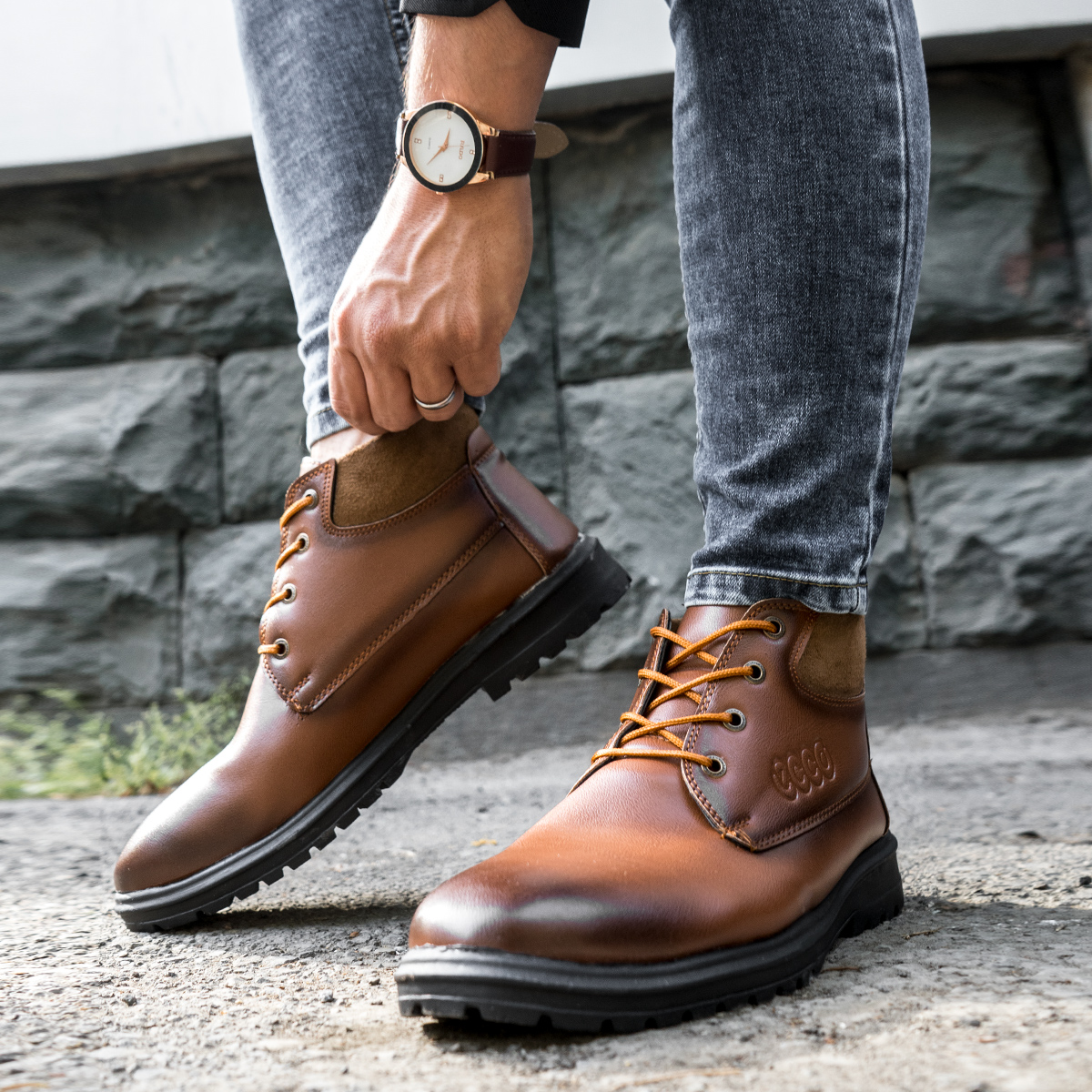 نیم بوت مردانه COCO عسلی مدلEmano