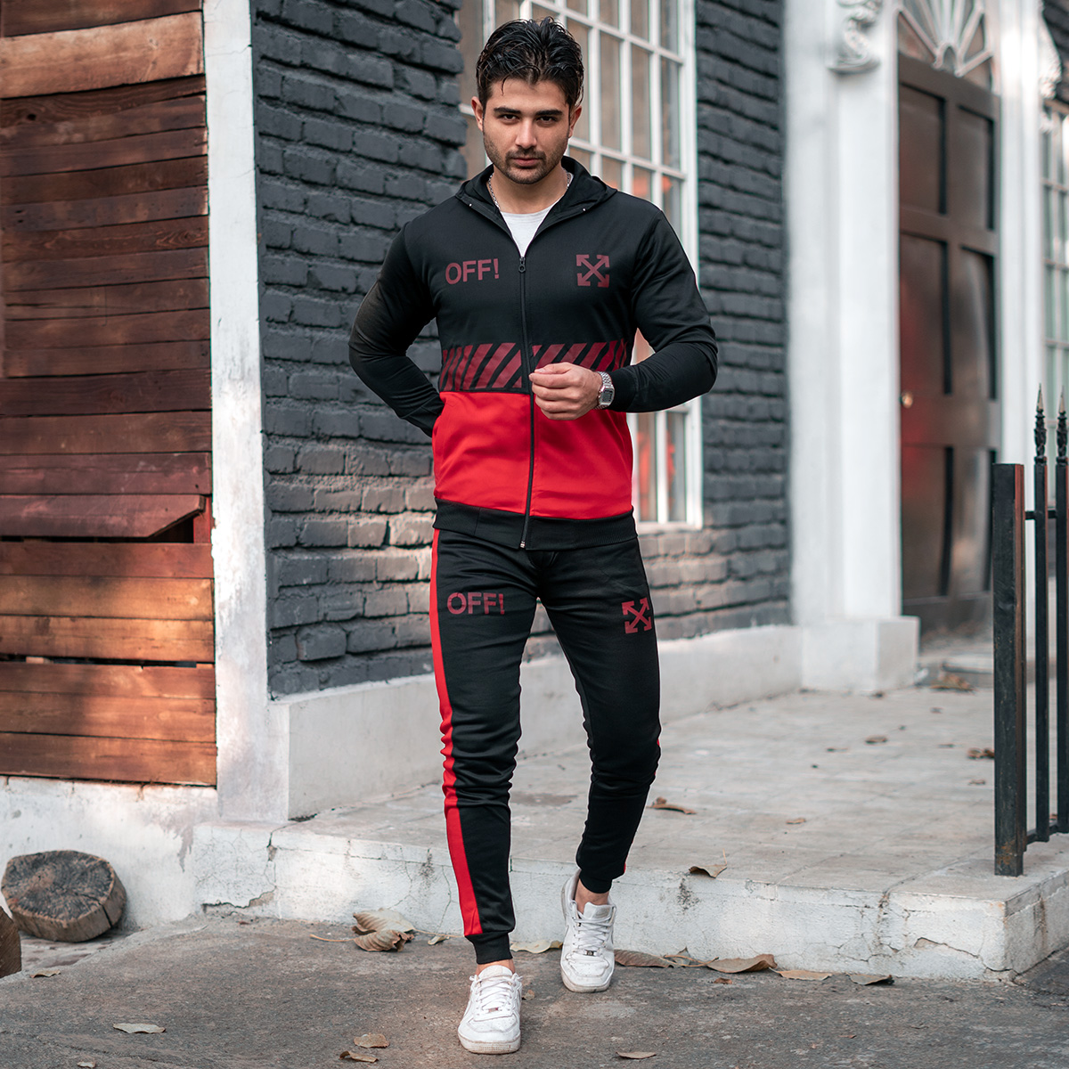 ست سوییشرت شلوار Off-Whiteمردانه مشکی قرمزمدلlako