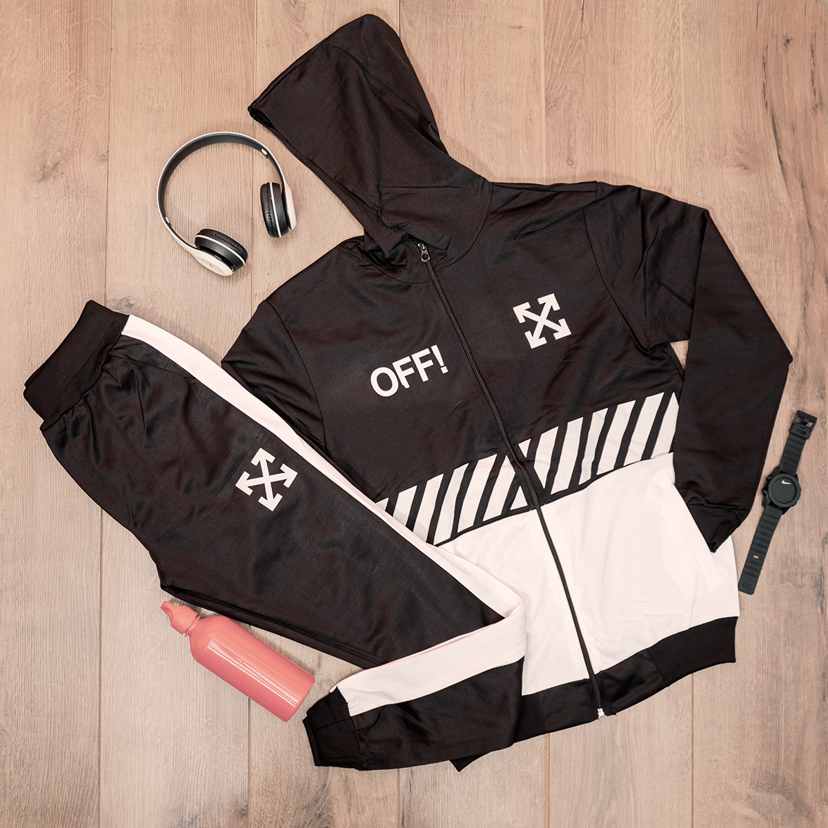 ست سوییشرت شلوار Off-Whiteمردانه مشکی سفید مدلlako