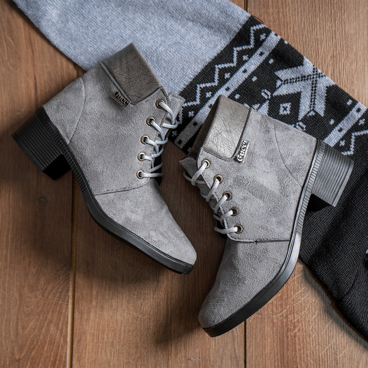 نیم بوت دخترانه طوسی مدل Diana