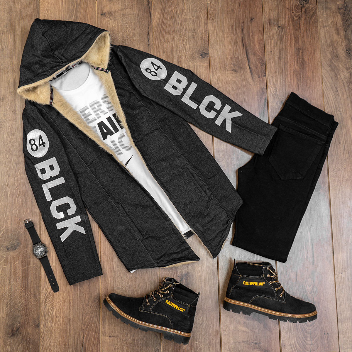 شنل مردانه خزدار ذغالی مدل Armano