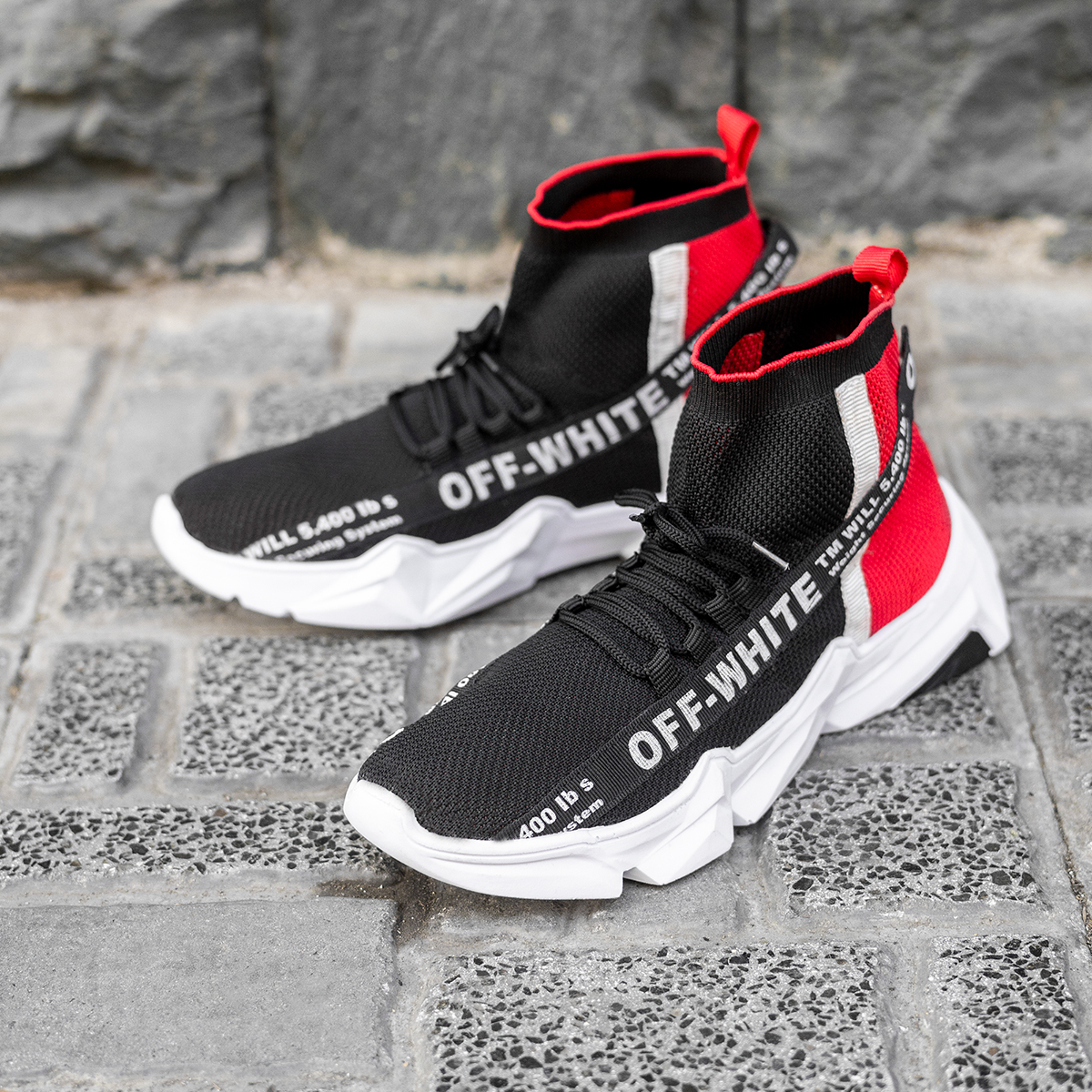 کفش ورزشی ساقدار مردانه مشکی قرمز مدلSasan