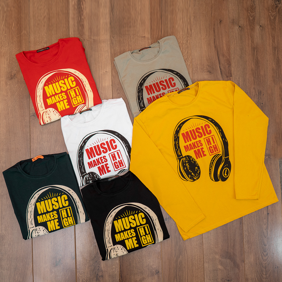 تیشرت آستین بلند مردانه طرح هدست سبز مدل O22