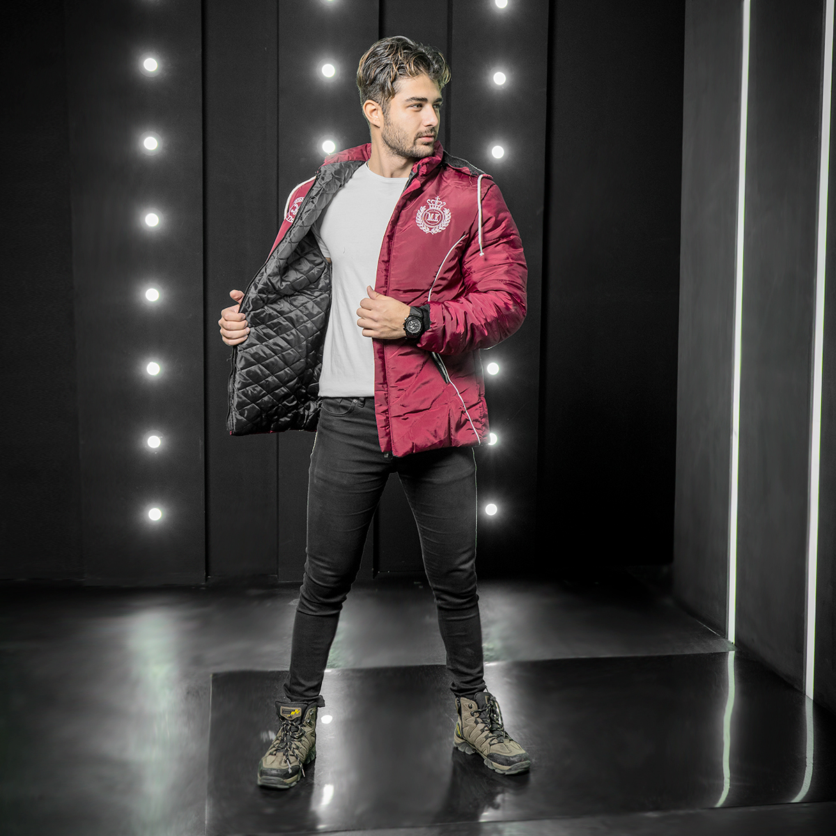 کاپشن مردانه قرمز مدل Parisha