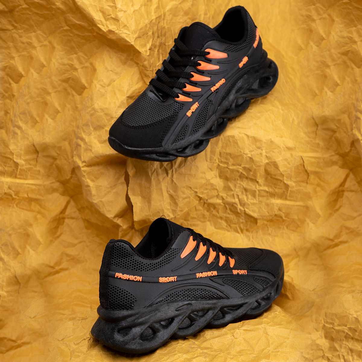 کفش وزرشی زنانه مشکی نارنجی مدل Shiva