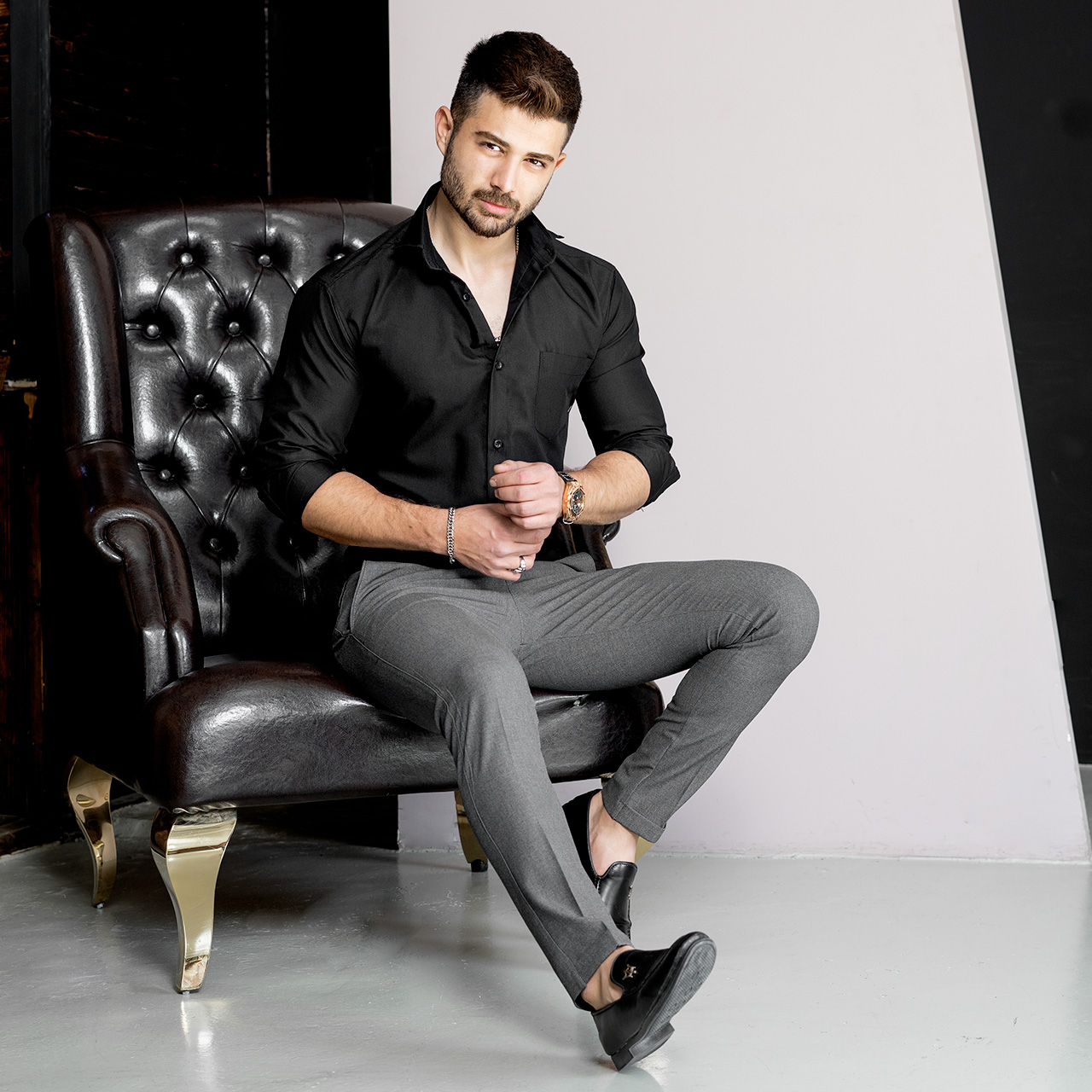 پیراهن مردانه مشکی مدل pelin