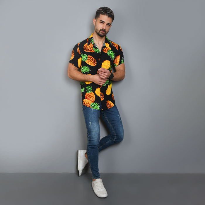 پیراهن هاوایی مردانه طرح آناناس مدل P10