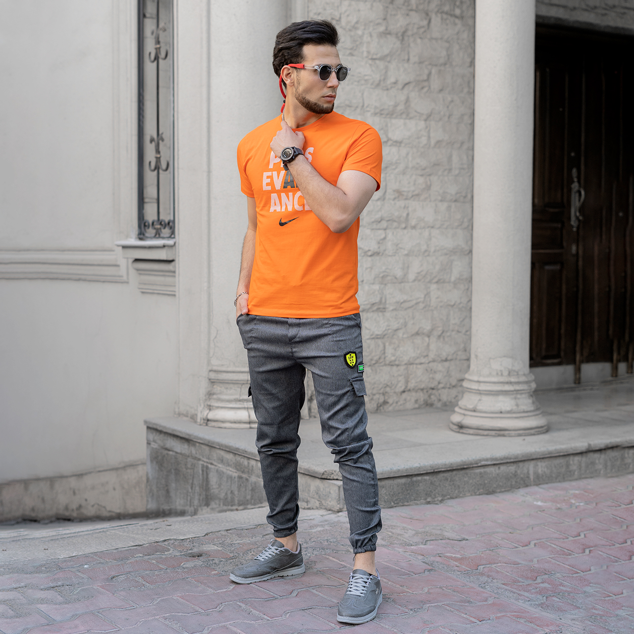 شلواراسلش مردانه طوسی تیره مدلRAYAN