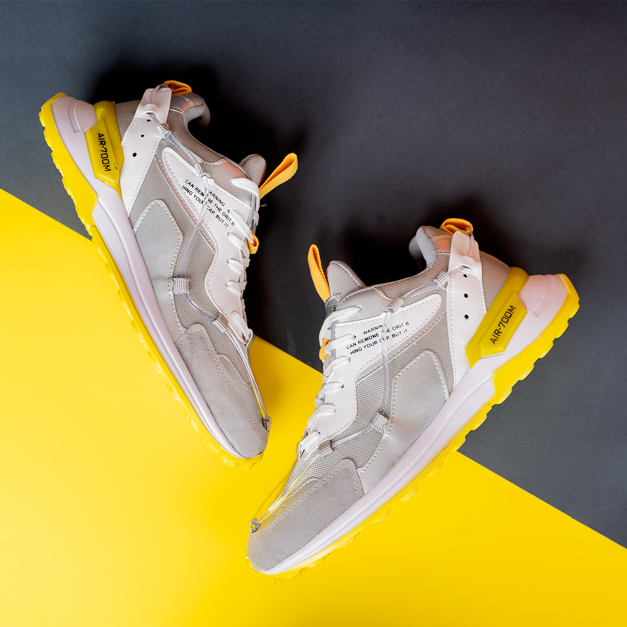 کفش ورزشی نایک طوسی زرد مردانه Zoom 700