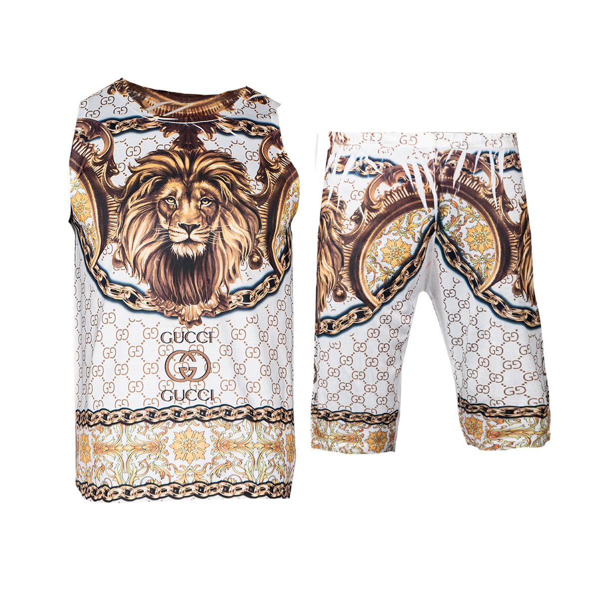 ست رکابی شلوارک گوچی طرح شیر مردانه مدل N122