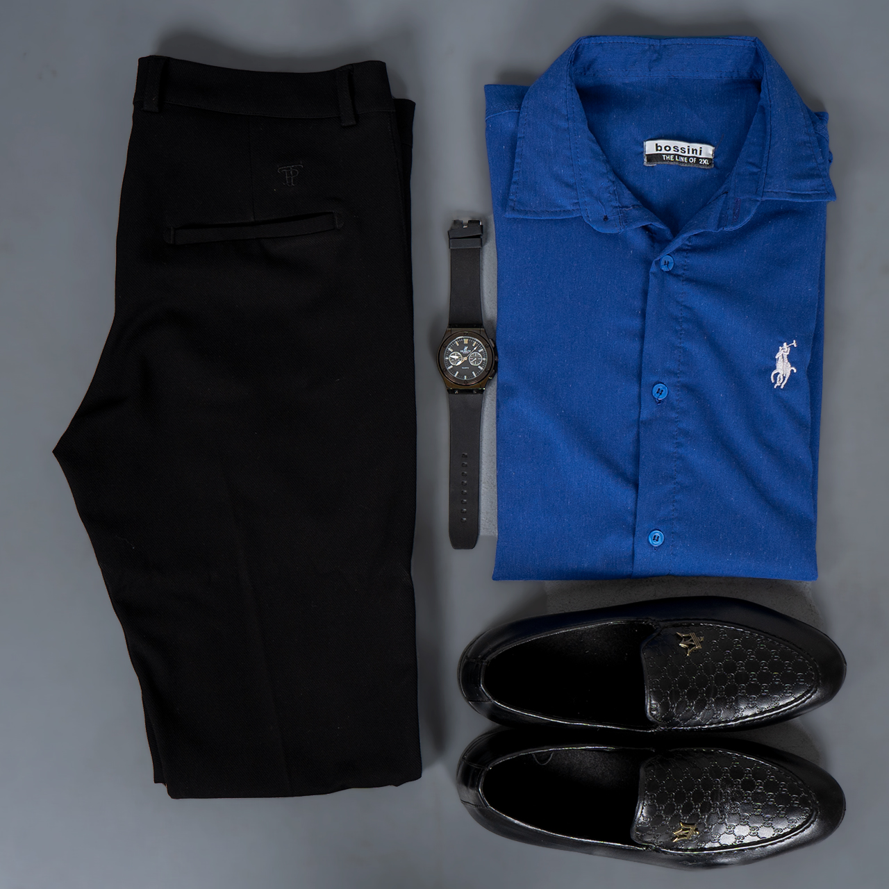 پیراهن مردانه آبی نفتی مدل VQ