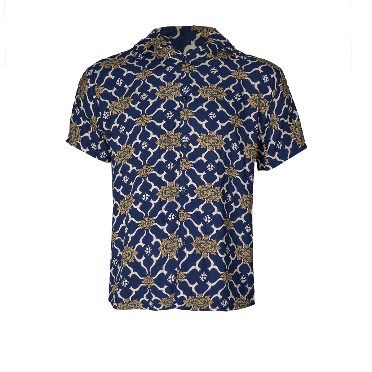 پیراهن هاوایی مردانه طرح پرانتز سرمه ای مدلE92