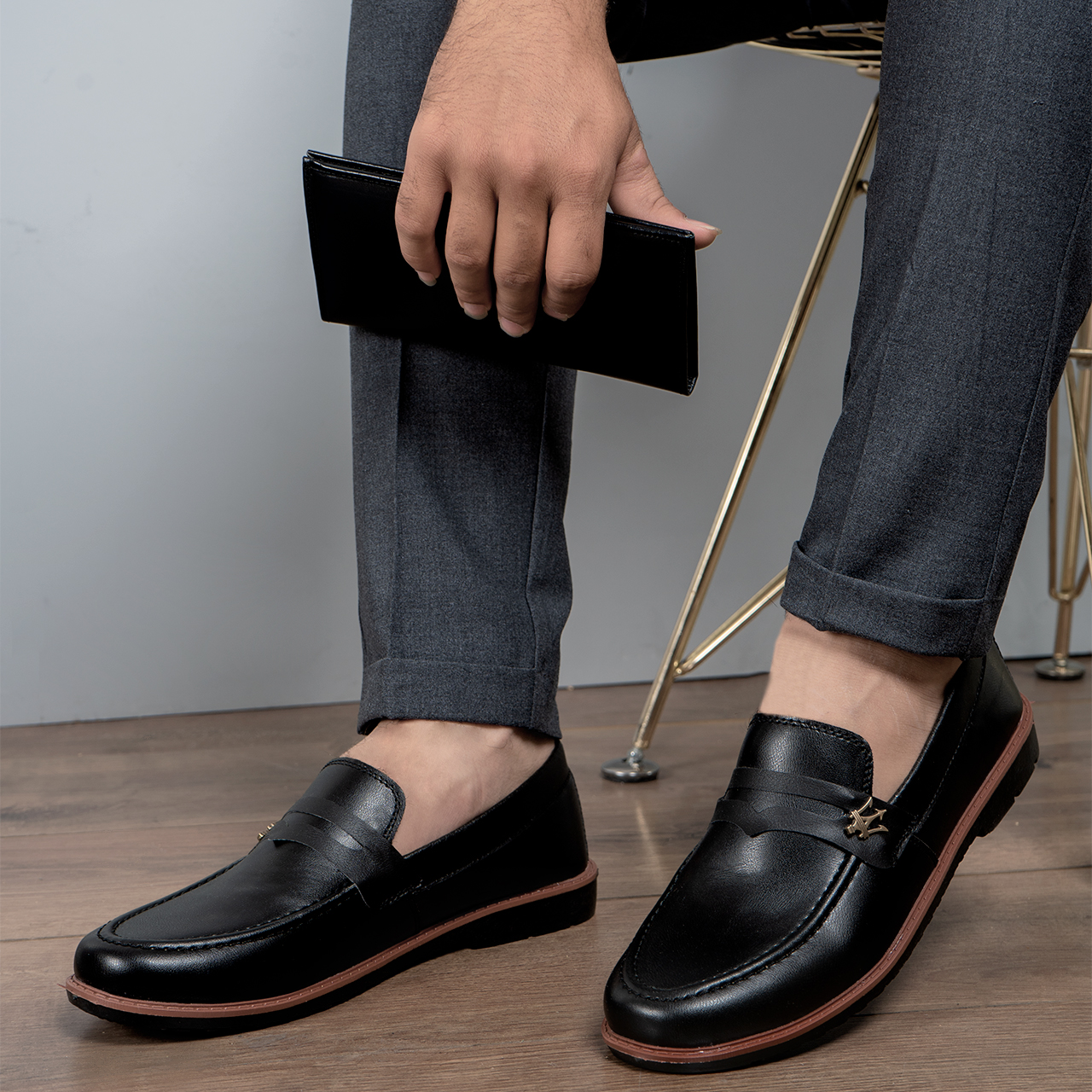 کفش کالج مازراتی مشکی مردانه مدل loafer