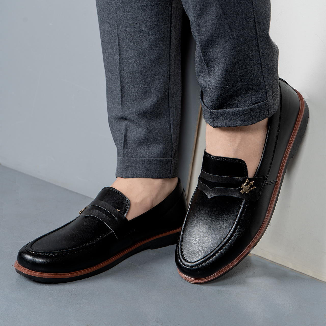 کفش کالج مازراتی مشکی مردانه مدل loafer