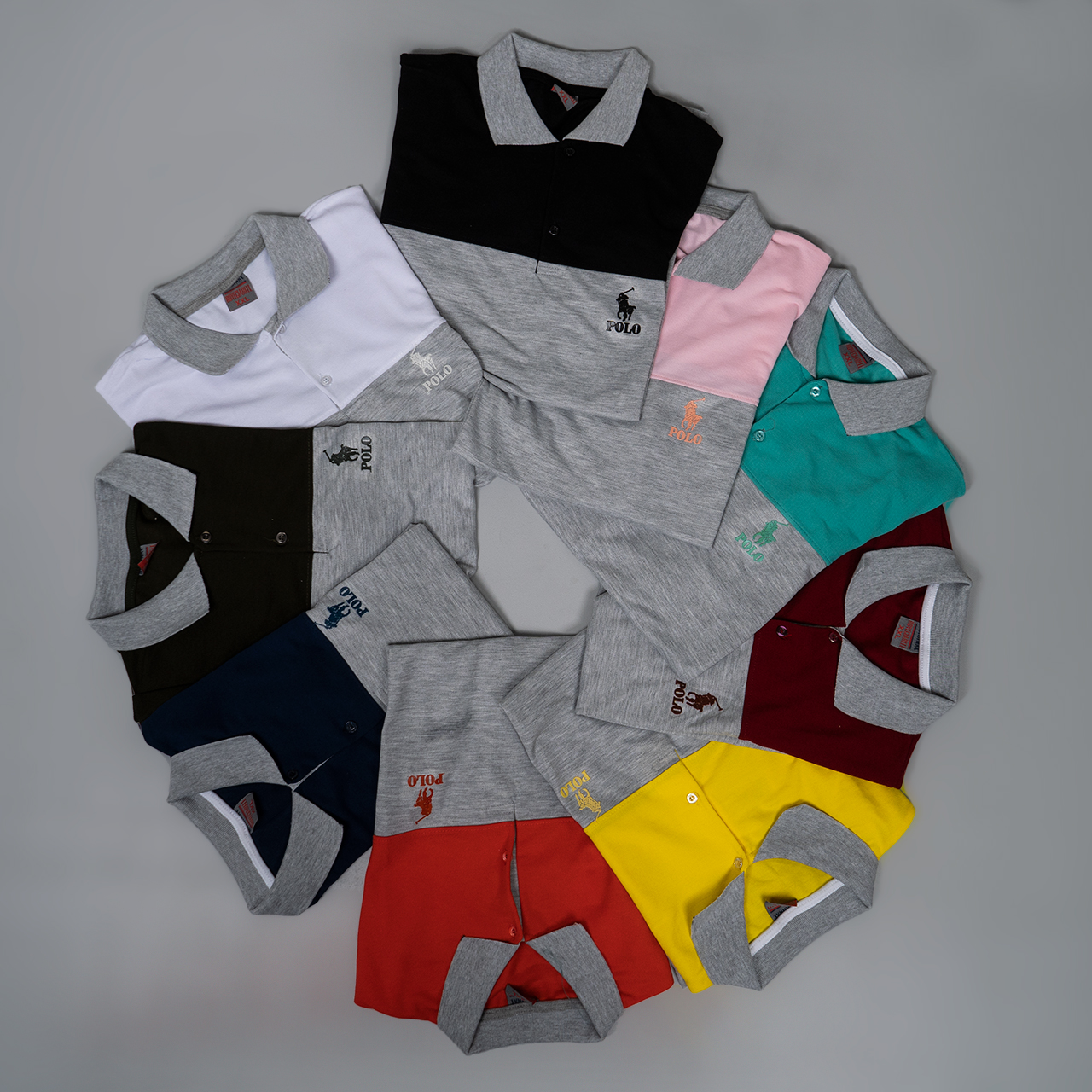 تیشرت مردانه POLO طوسی- نارنجی مردانه Mazyar