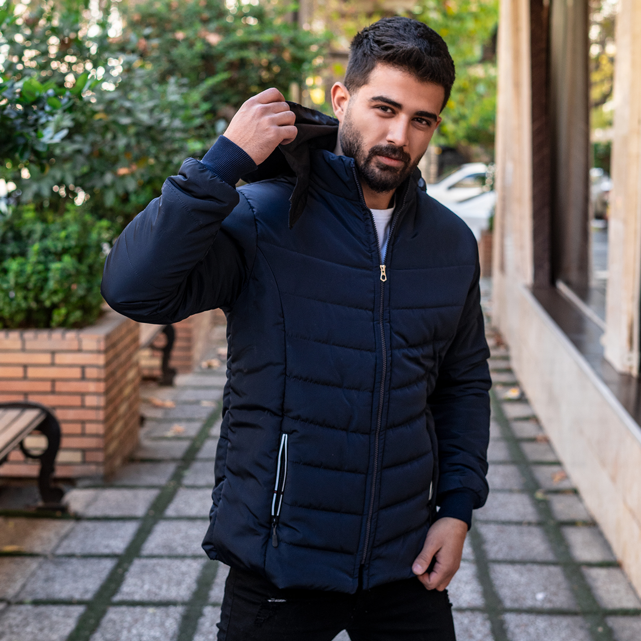 کاپشن مردانه ساده سرمه ای مدلAidin