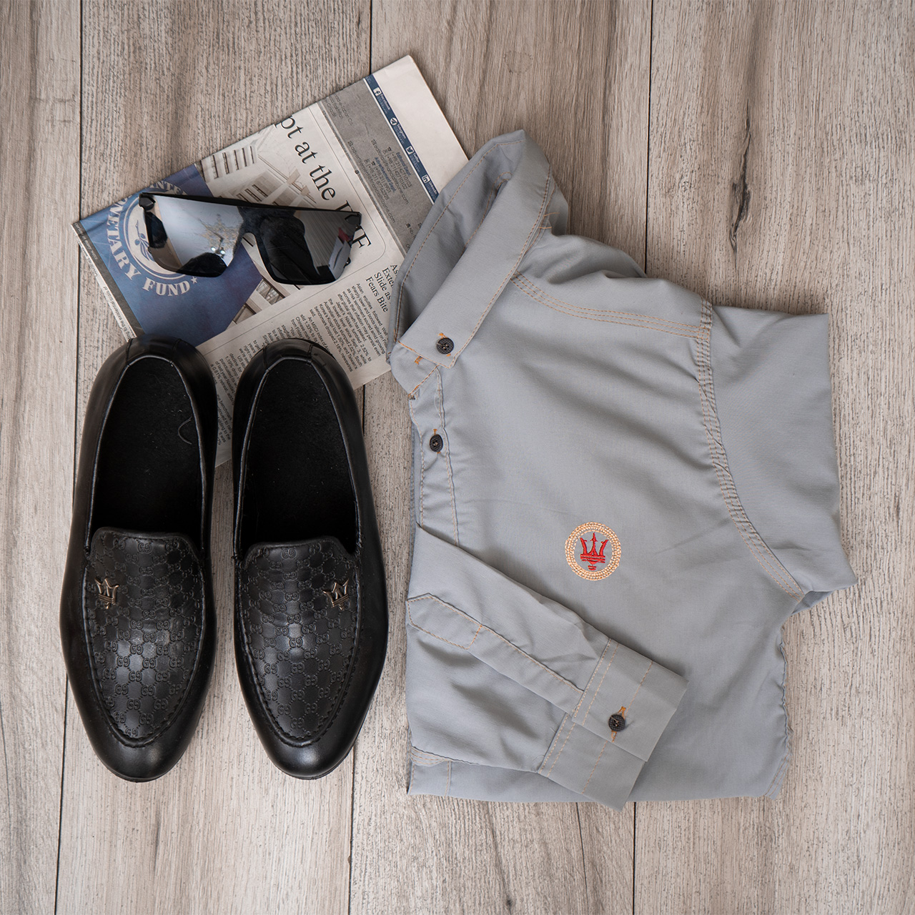 پیراهن مردانه طوسی روشن مدل Gabi