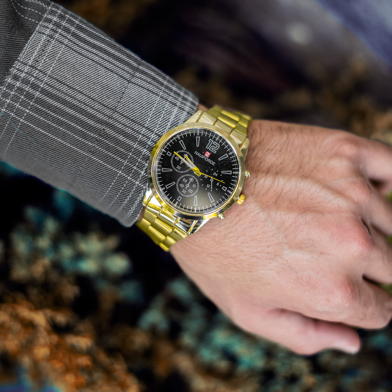 ساعت مچی مردانه Nauiforoe طلایی مدل U28