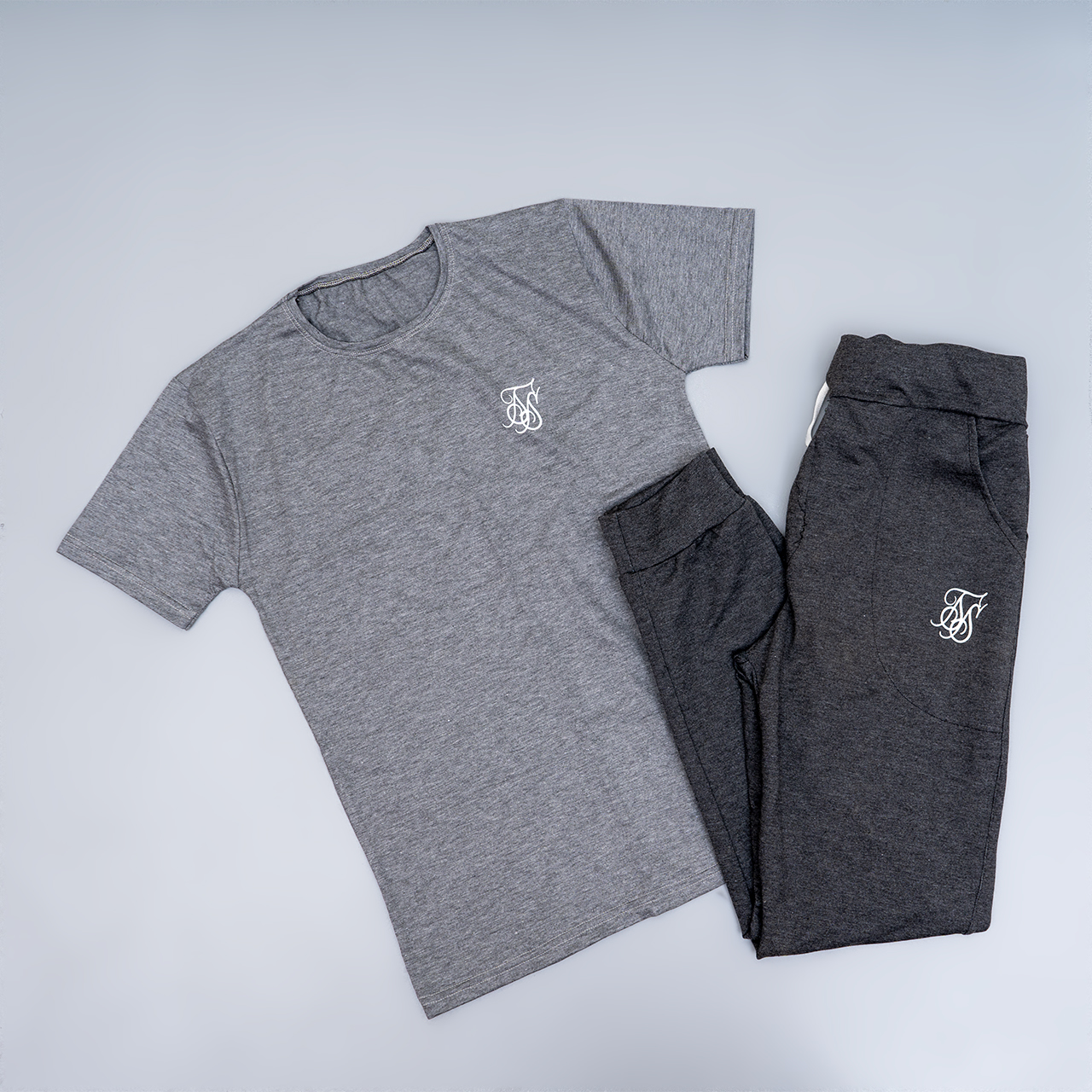 ست تیشرت شلوار مردانه مشکی طوسی مدل X8