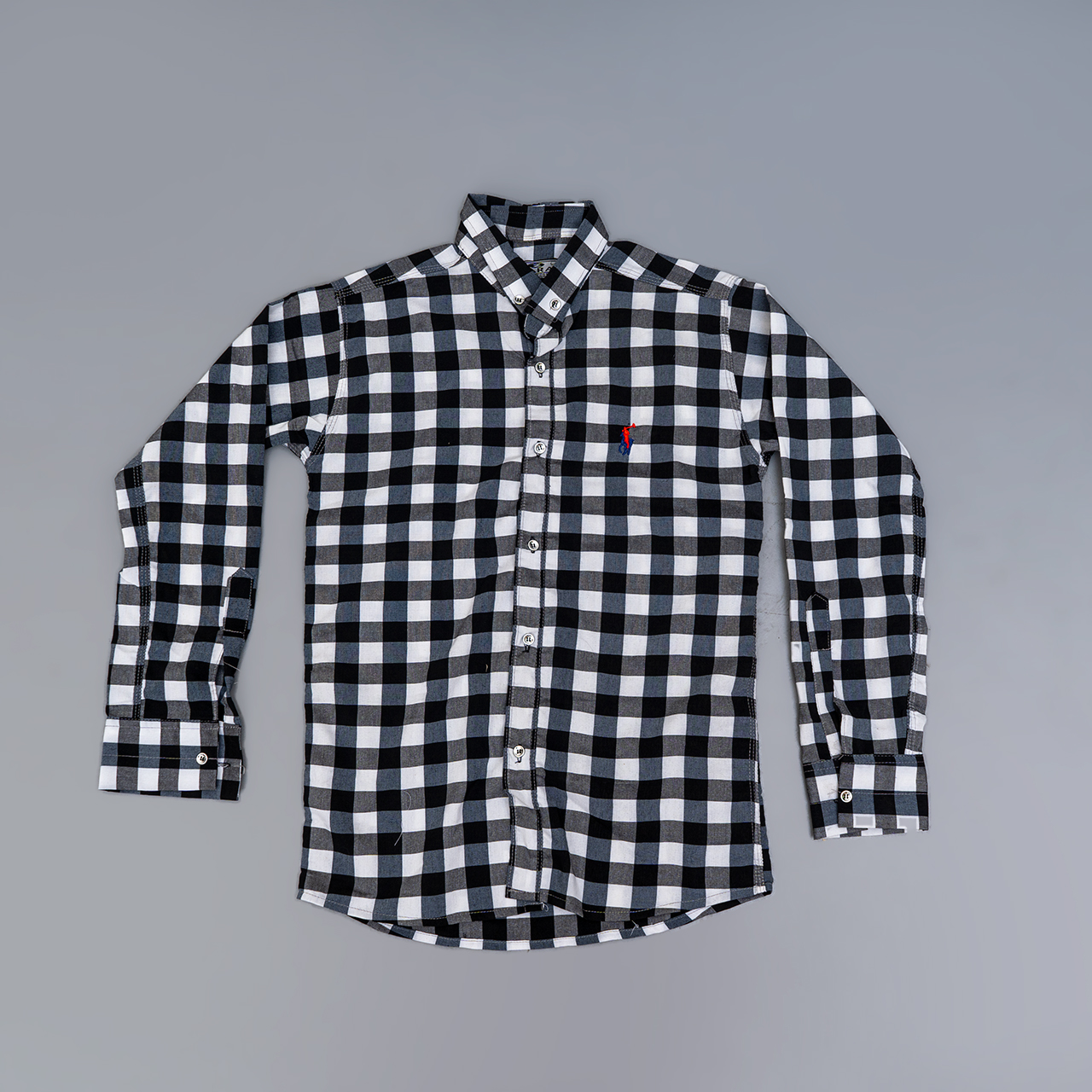 پیراهن چهارخونه مشکی سفید مردانه مدل X54