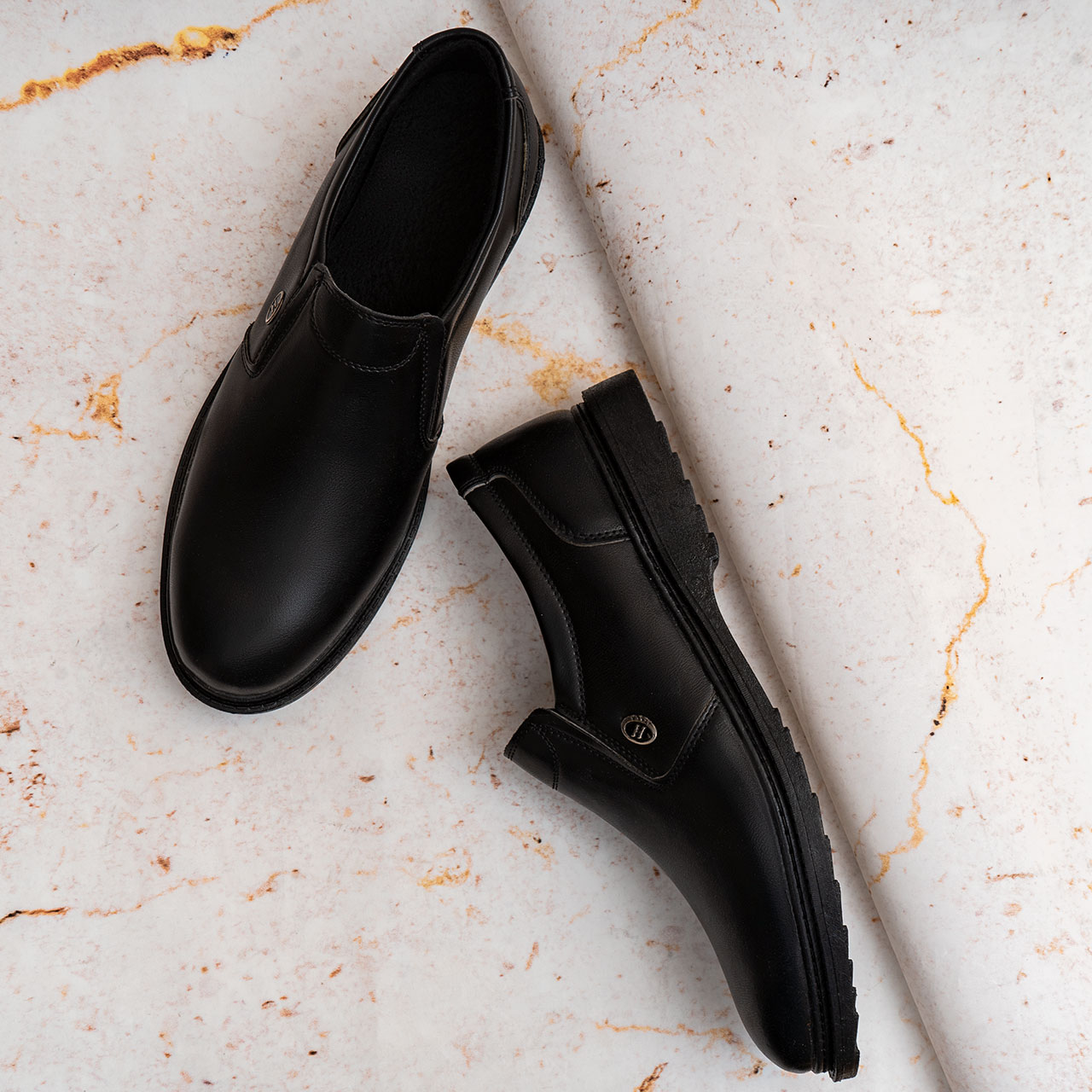 کفش تخت مشکی بدون بند مردانه مدل Maxro