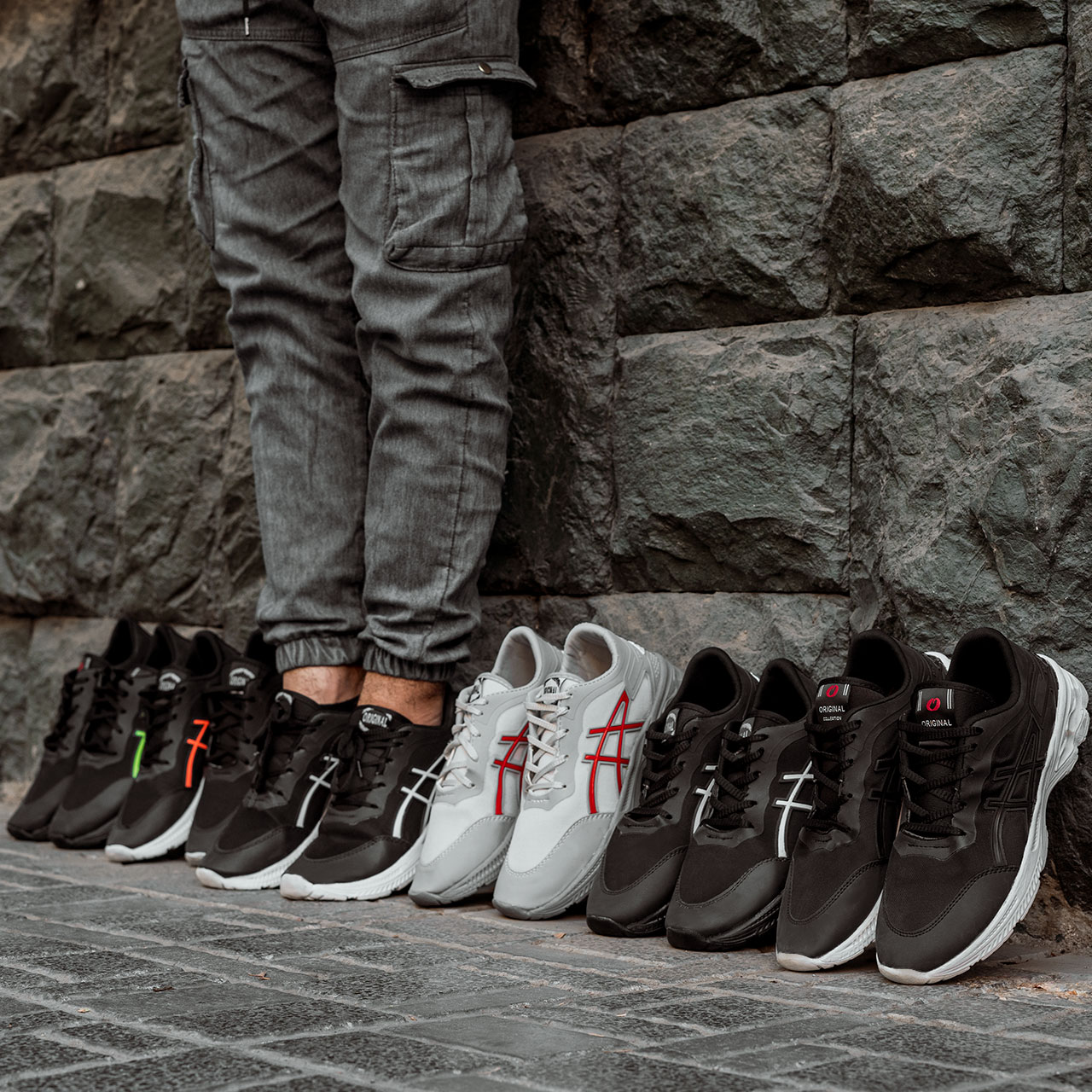 کفش ورزشی مشکی نارنجی زیره مشکی مردانه مدل Rail