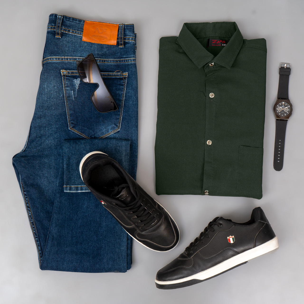 پیراهن ساده مردانه سبز مدل ADIB