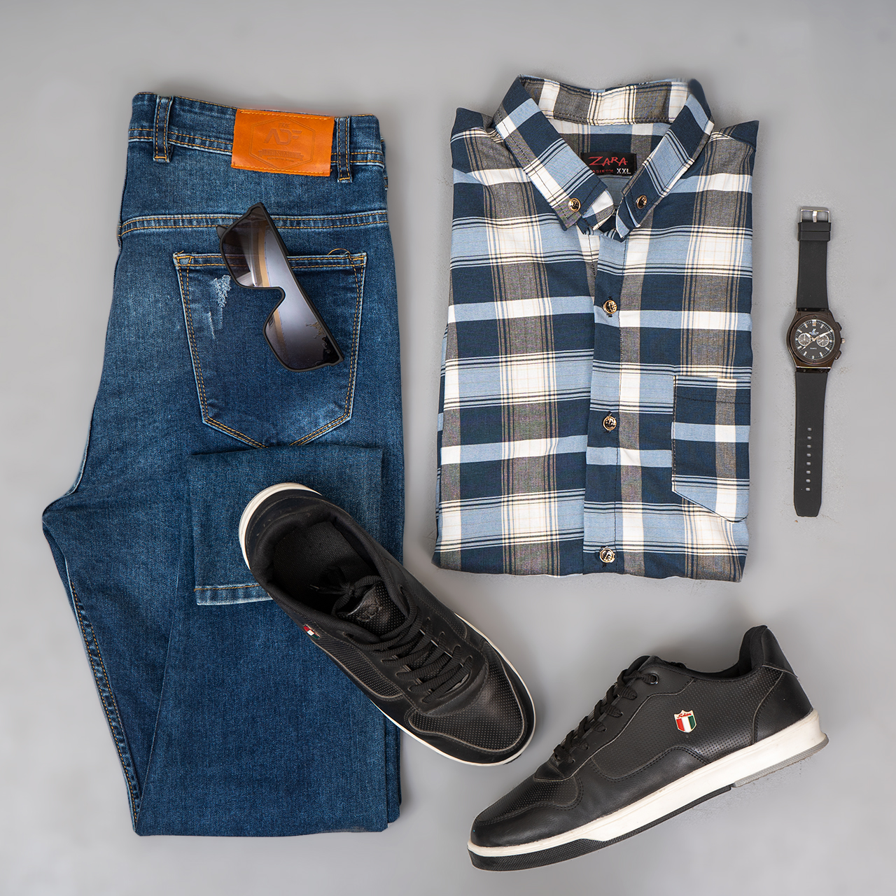 پیراهن مردانه سرمه ای طوسی مدل Redi