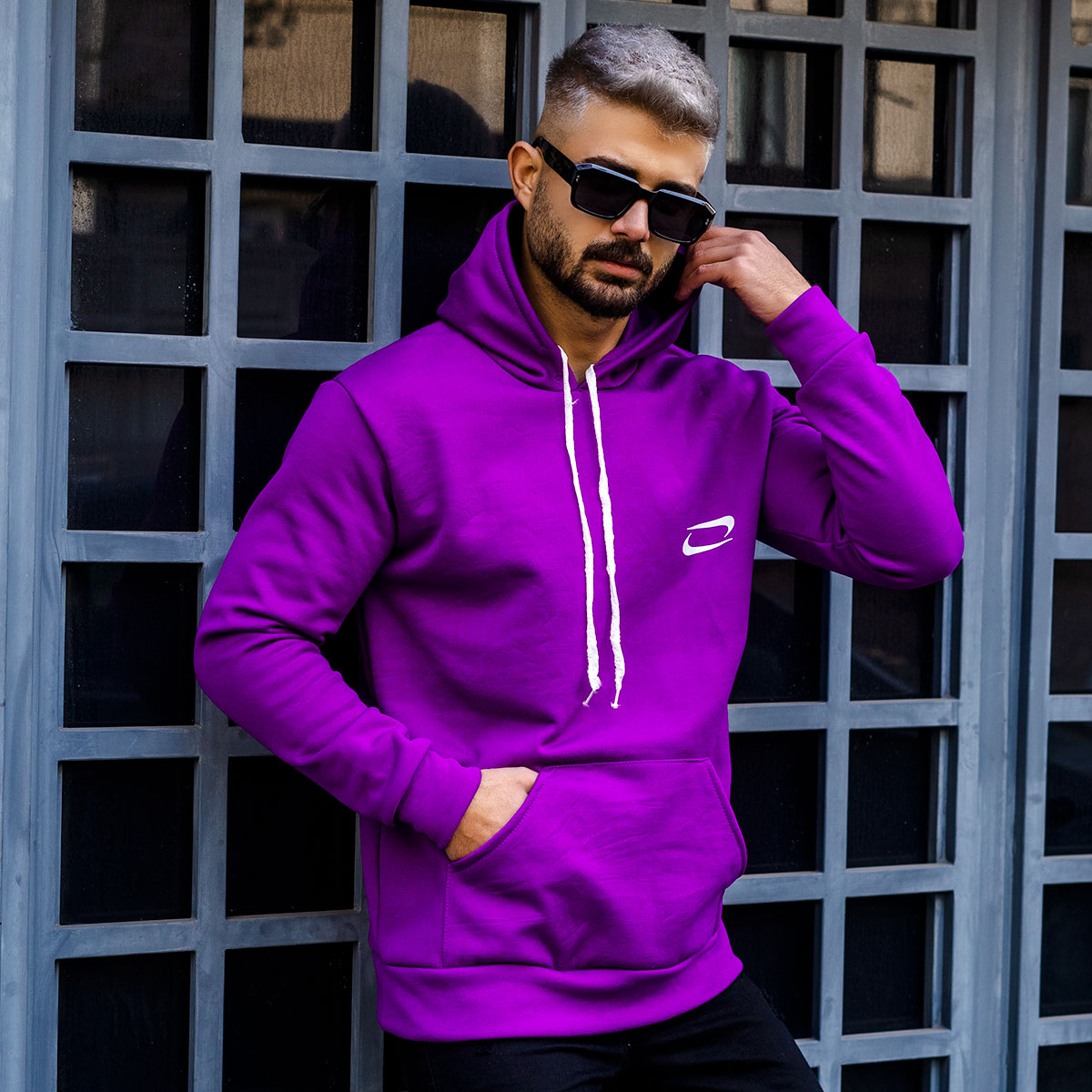 هودی مردانه نایک بنفش مدل Zanko