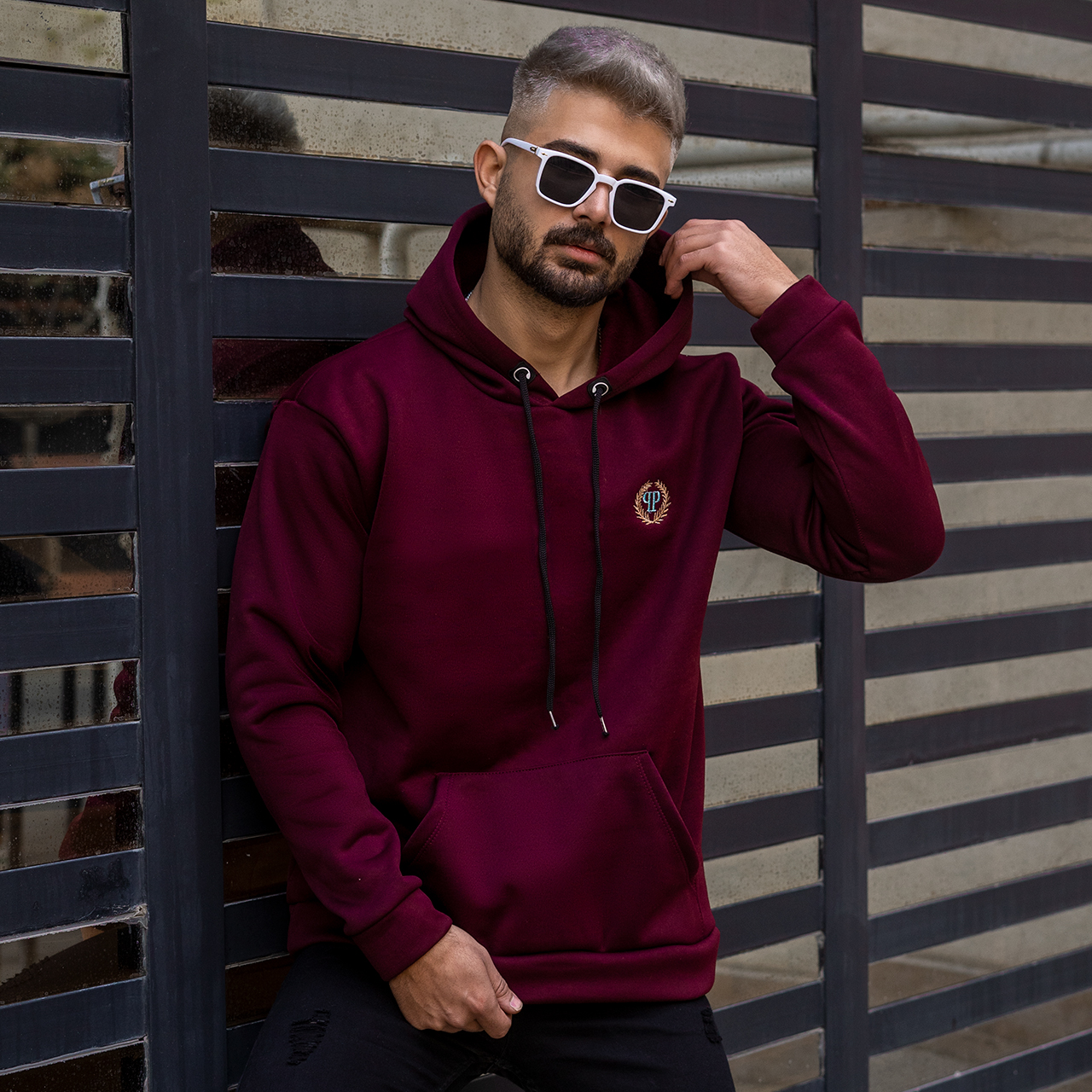 هودی مردانه زرشکی مدل Zanko