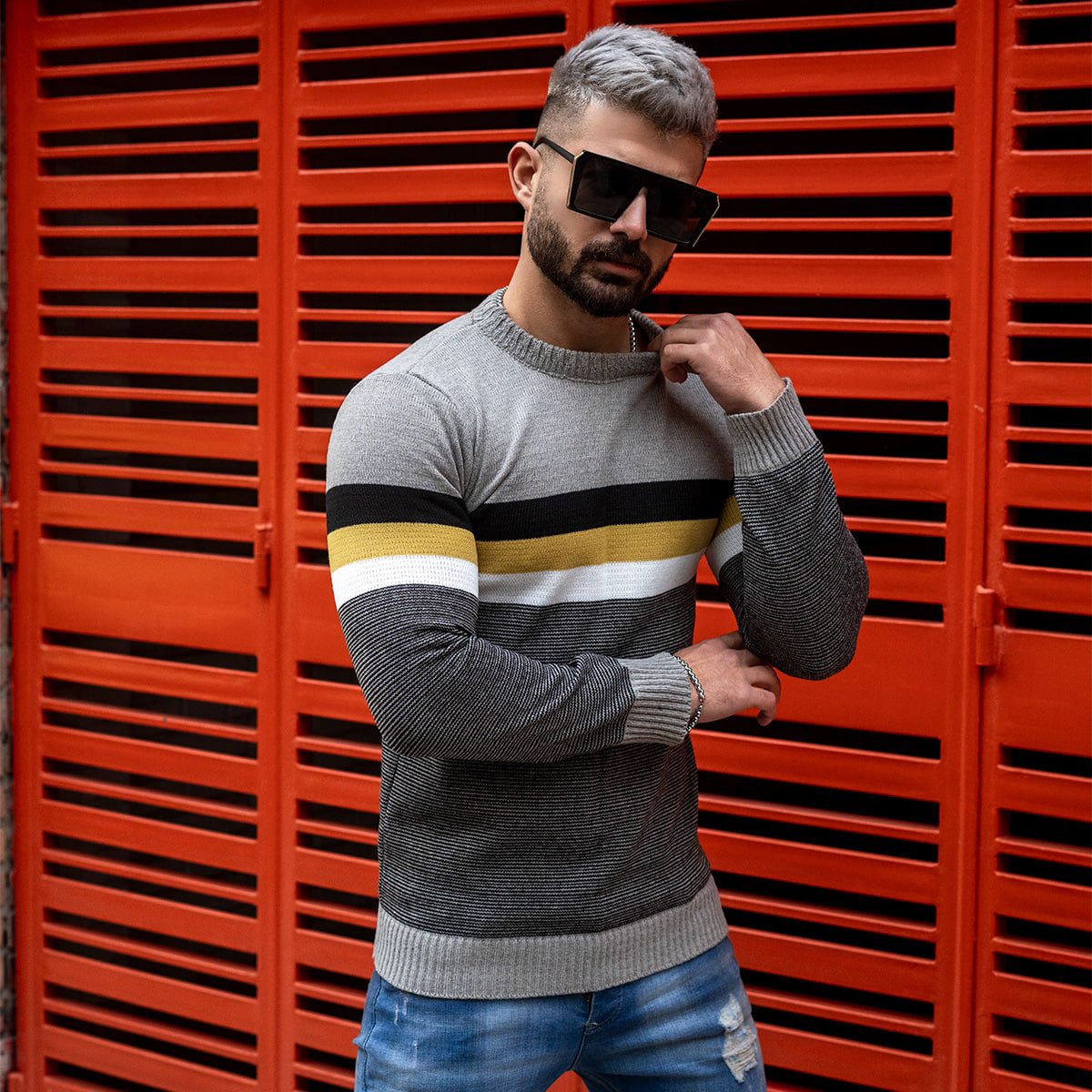 پلیور مردانه کرم مدل MISHA