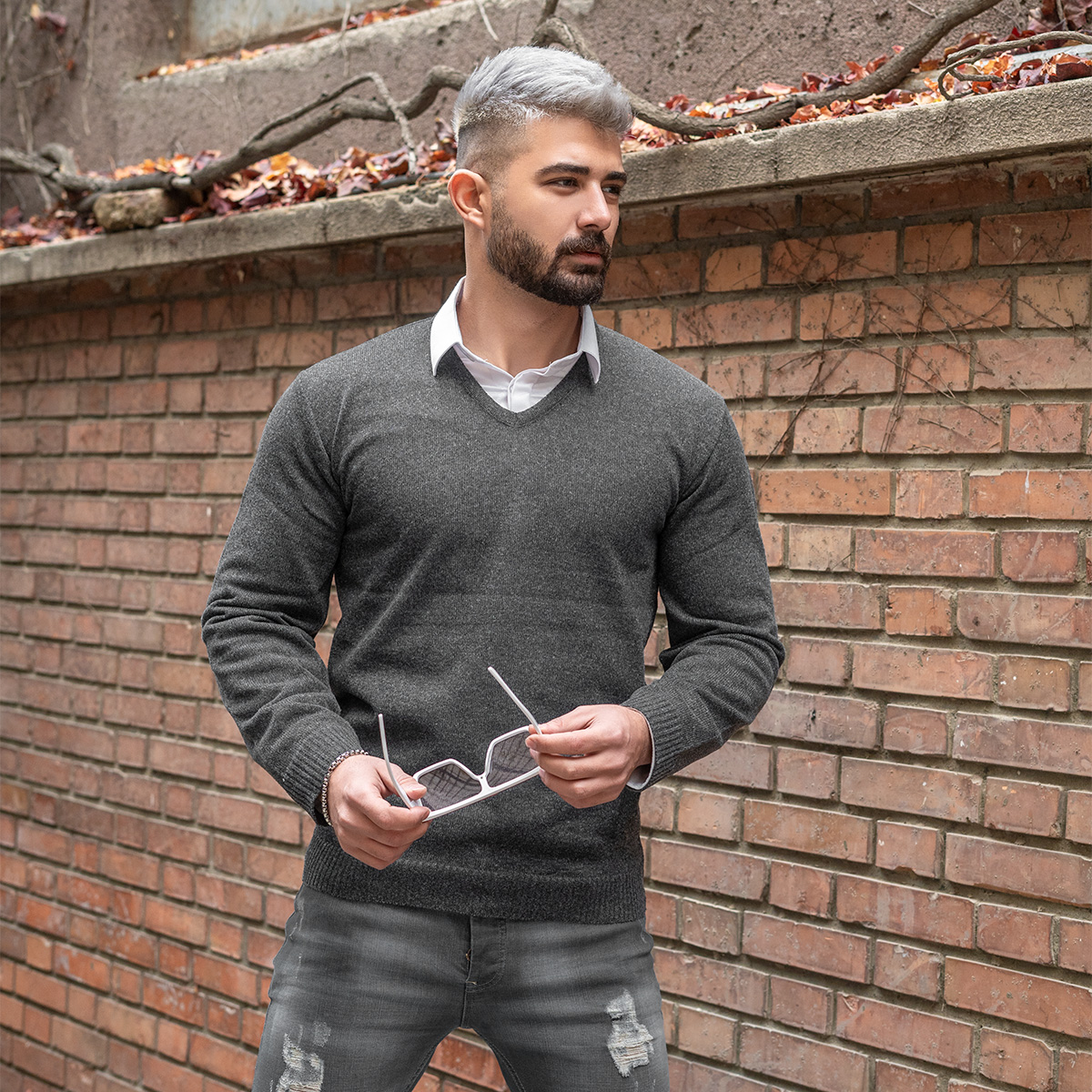 پلیوربافت یقه هفت ذغالی مردانه مدل sorosh