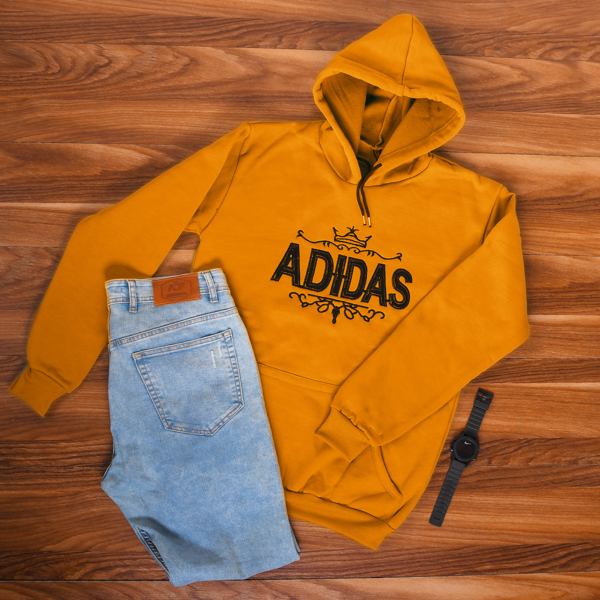 هودی مردانه Adidas خردلی مدل Sahand