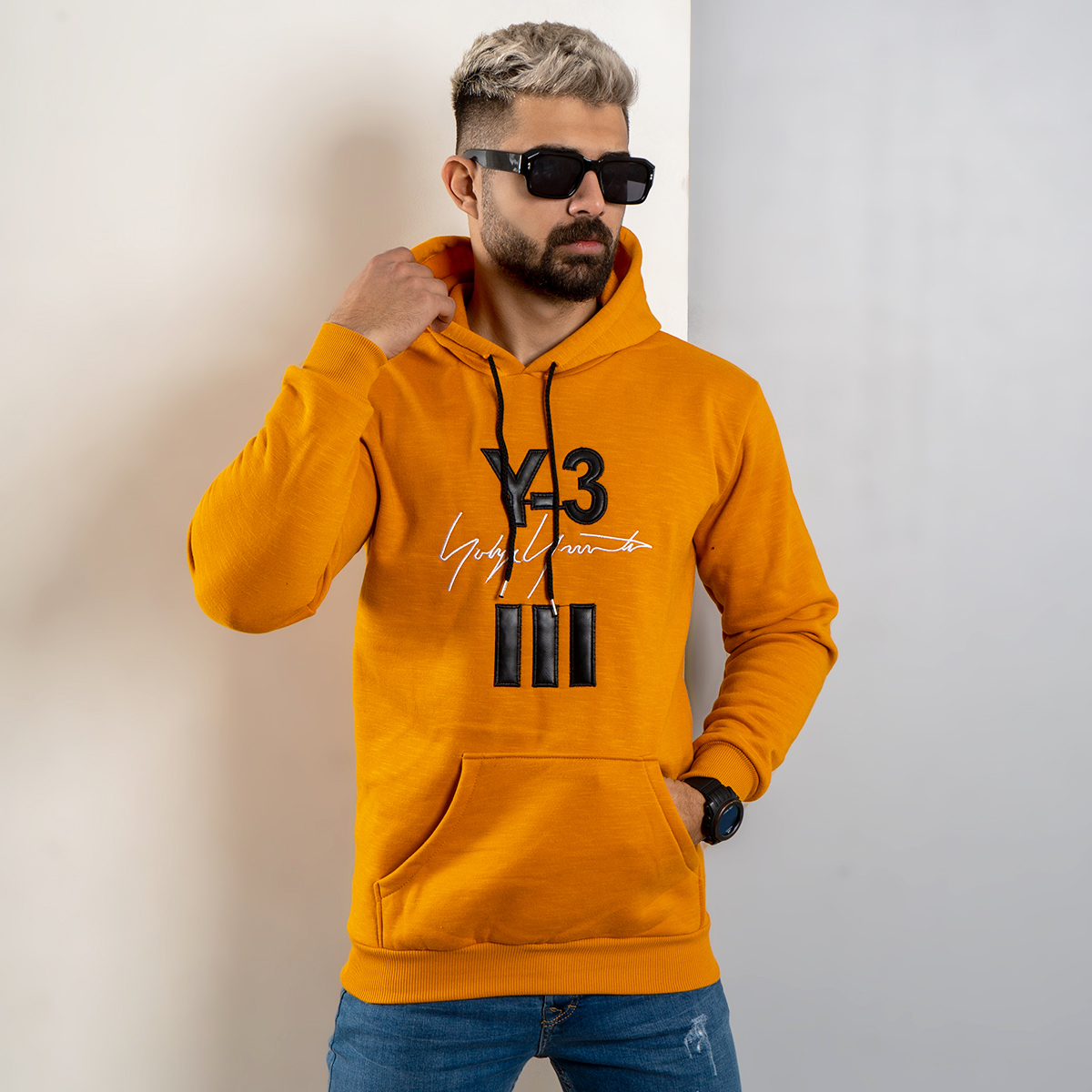 هودی مردانه Y-3 خردلی مدل Eric