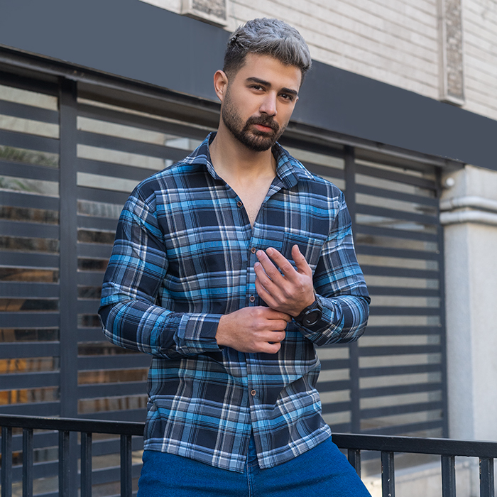 پیراهن مردانه آبی سرمه ای مدل ahora