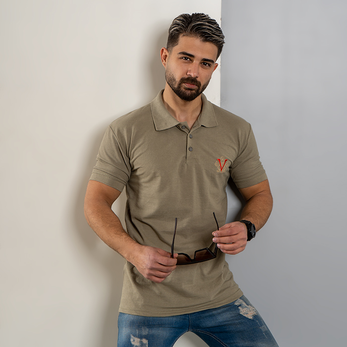 تیشرت V سبز مردانه مدل Sadra