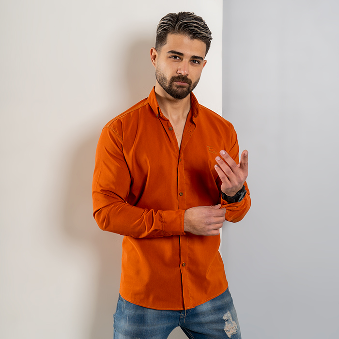 پیراهن مردانه آجری مدل Fendi