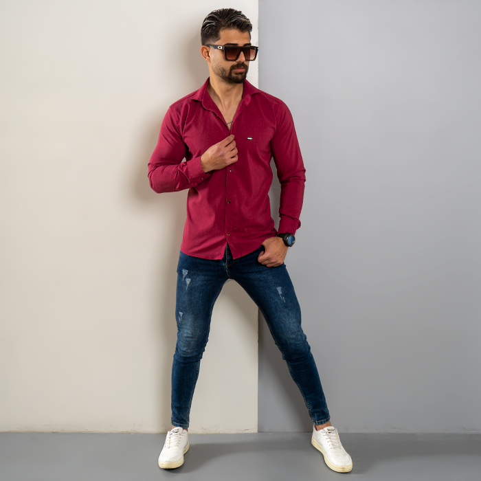 پیراهن مردانه قرمز مدل Novan