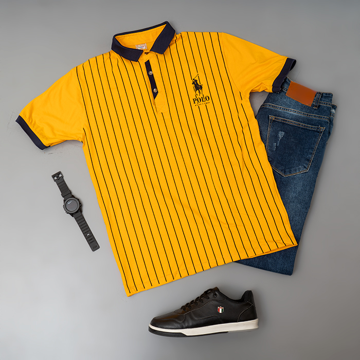 تیشرت مردانه خردلی مدل MONO