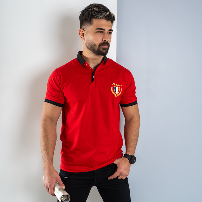 تیشرت مردانه قرمز مدل RIBAN