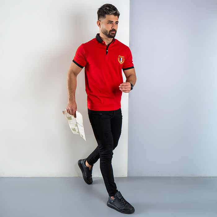 تیشرت مردانه قرمز مدل RIBAN